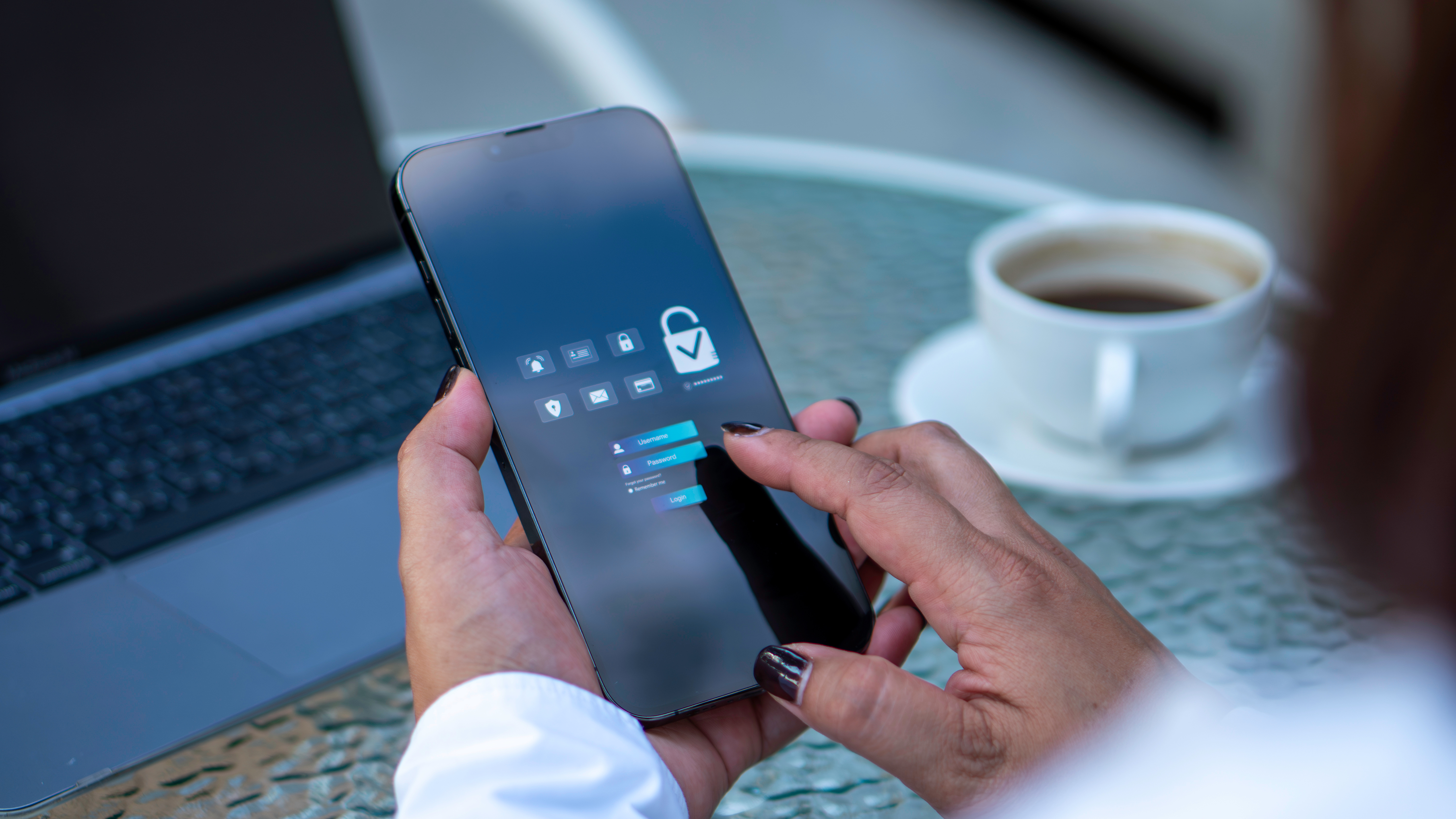 Person working on a mobile phone